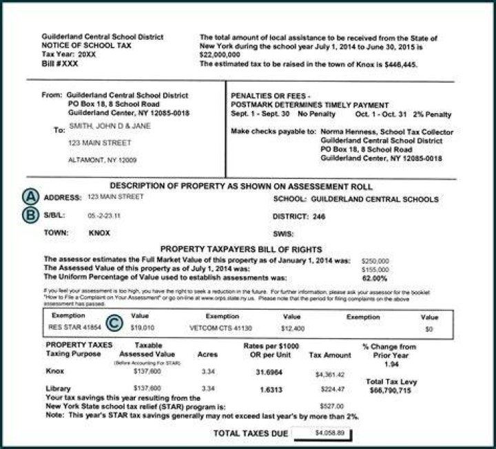 Are school taxes included in property taxes in NY?