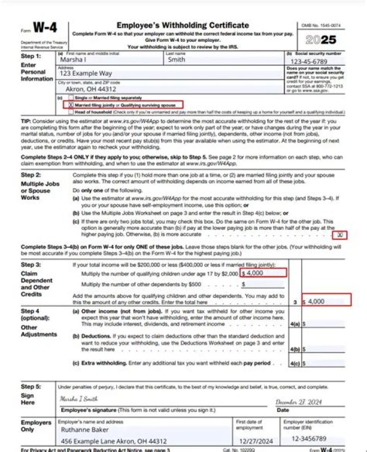 Can an employer fill out a W-4 for an employee?