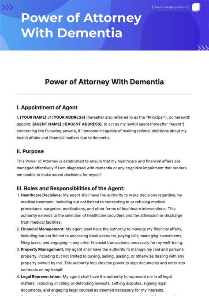 Can you apply for power of attorney for someone with dementia?