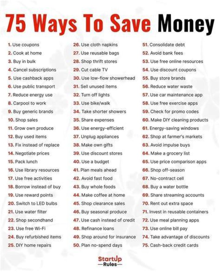 Can you think of ways to save money?