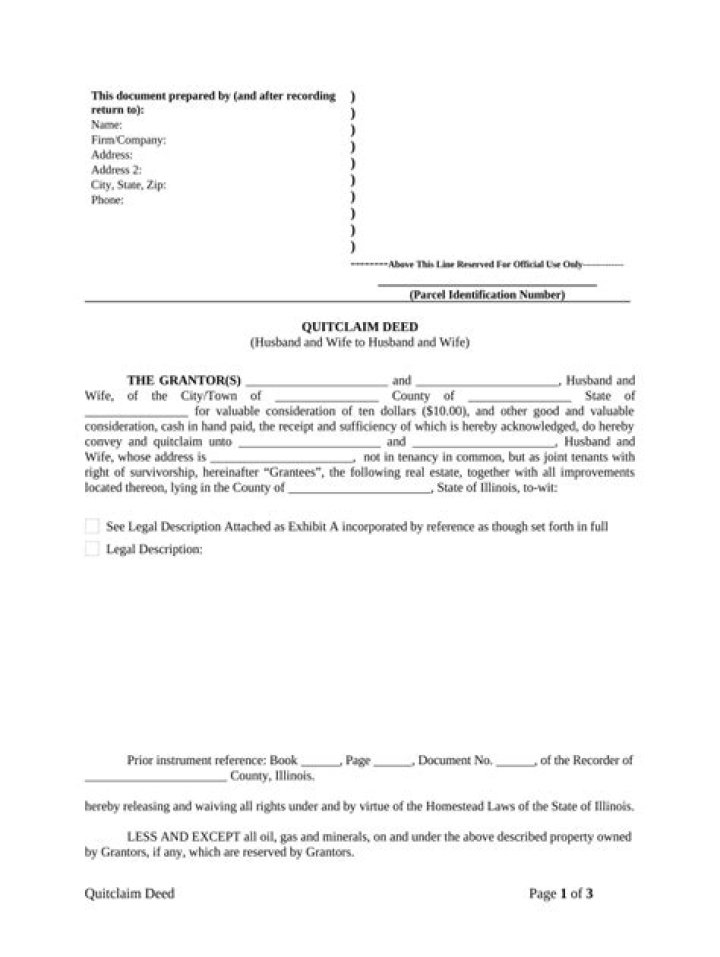 Does a spouse have the right to property after signing a quit claim deed Illinois?