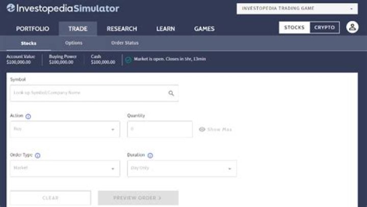 Does Investopedia simulator have options?