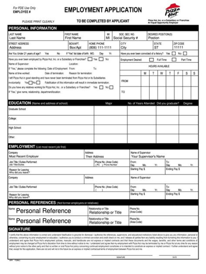 Does Pizza Hut do paper applications?