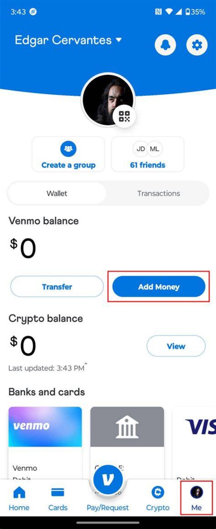 How can I add money to my online account?