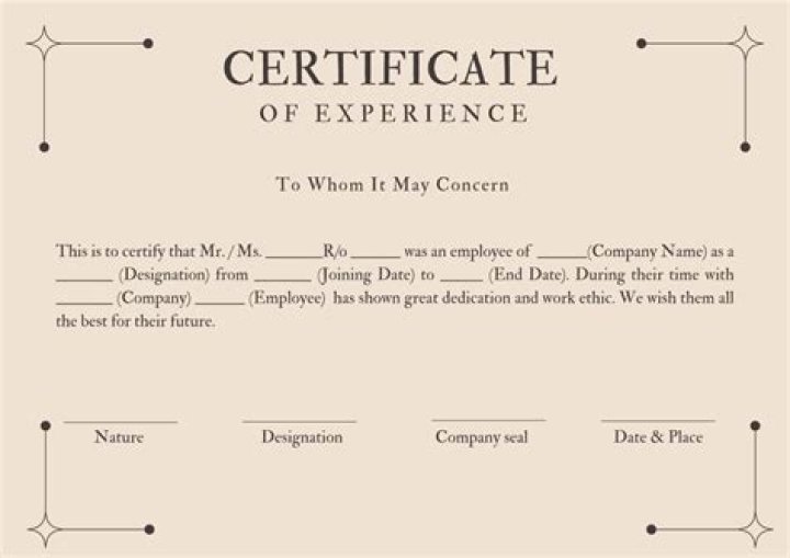 How can I get experience certificate from a company?