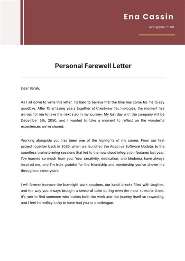 How can I write a farewell letter?