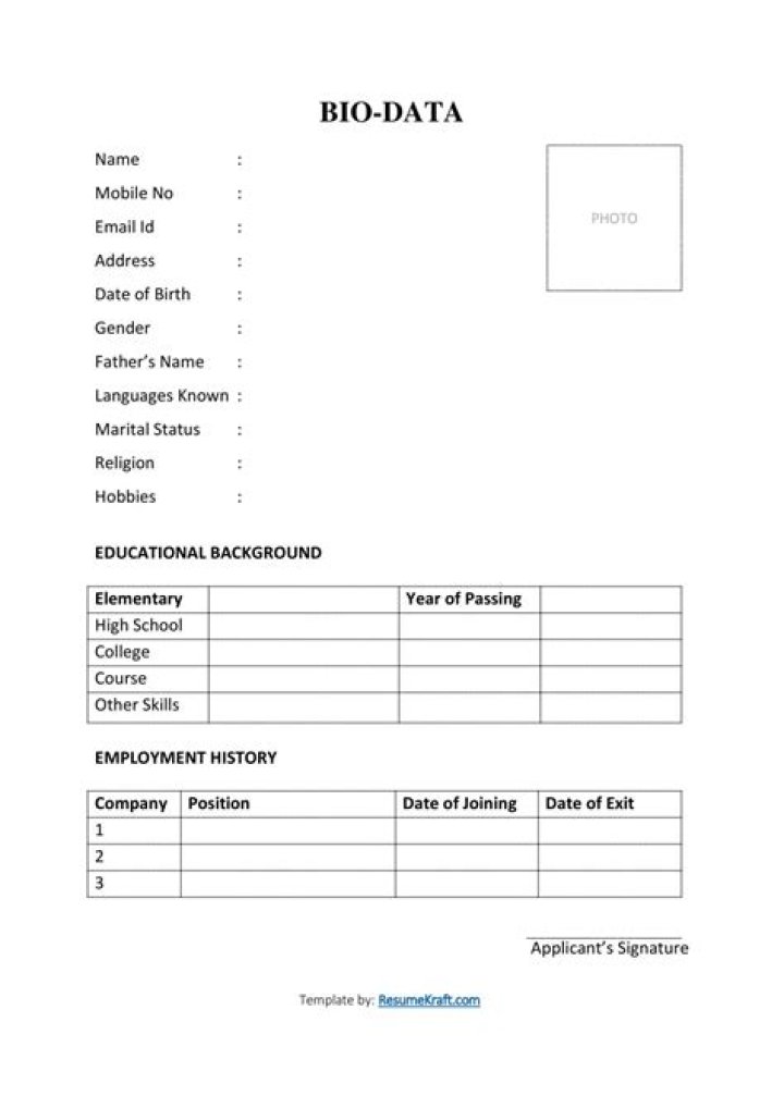 How can I write bio data for job?