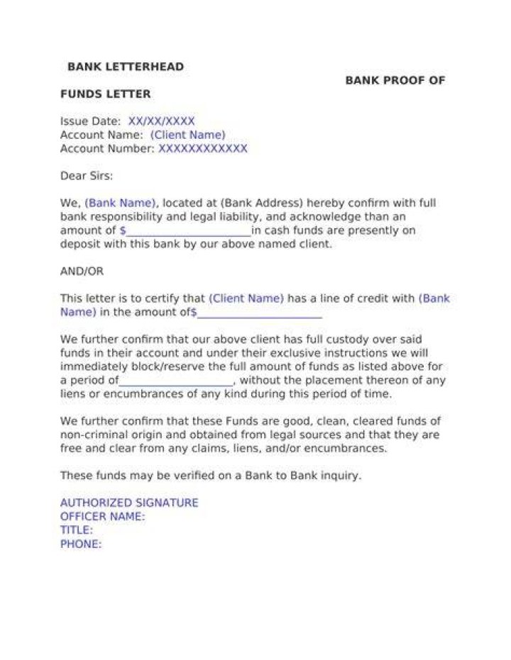 How do I ask my bank for proof of funds?
