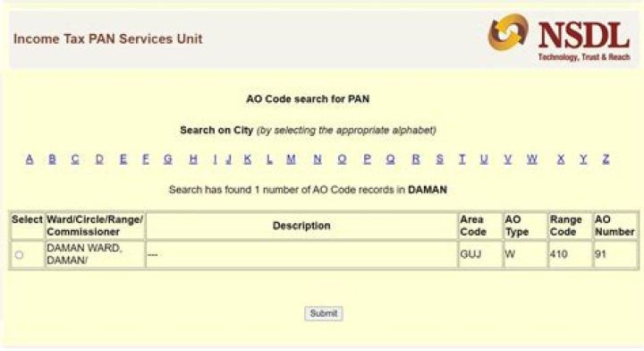How do I check my AO code Income Tax Ward Circle PAN?