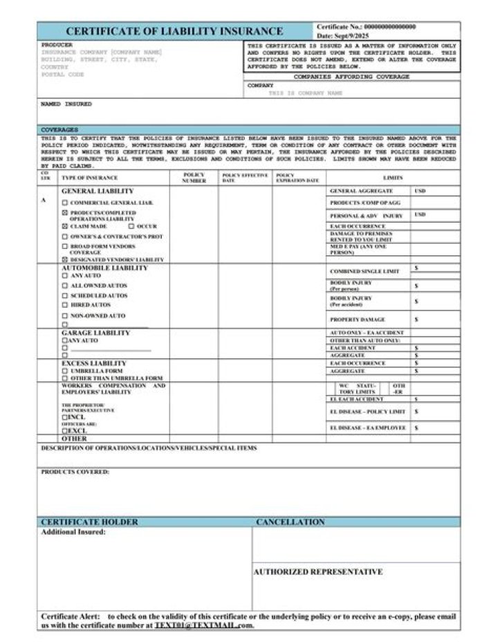 How do I get a general liability certificate?