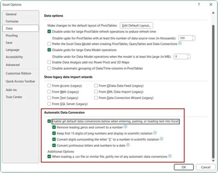 How do I get Excel to automatically show data?