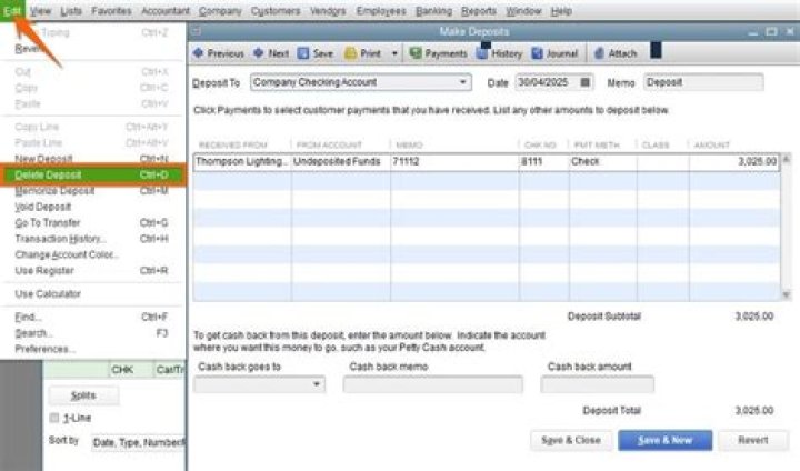 How do I remove undeposited funds?