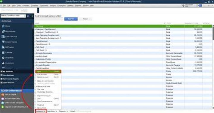 How do I set up a Chart of Accounts in QuickBooks online?