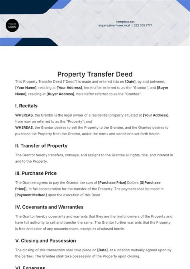 How do I transfer property from one company to another?