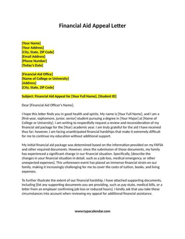 How do I write a financial aid appeal letter?