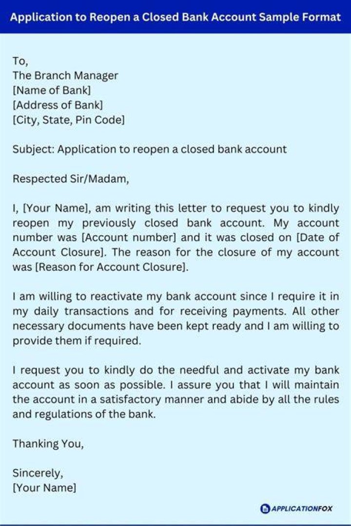 How do I write a letter to reopen my bank account?