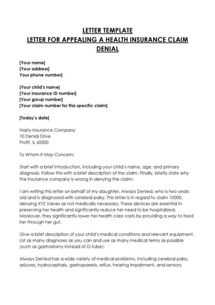How do I write an appeal letter for insurance denial?