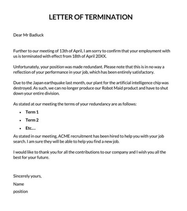 How do I write an employee termination letter?