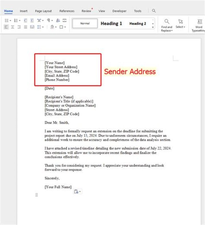 How do you address a sender in an application letter?
