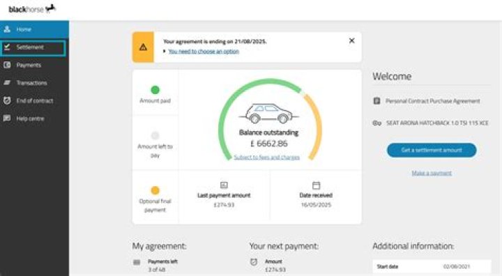 How do you get a settlement figure from Barclays Partner Finance?