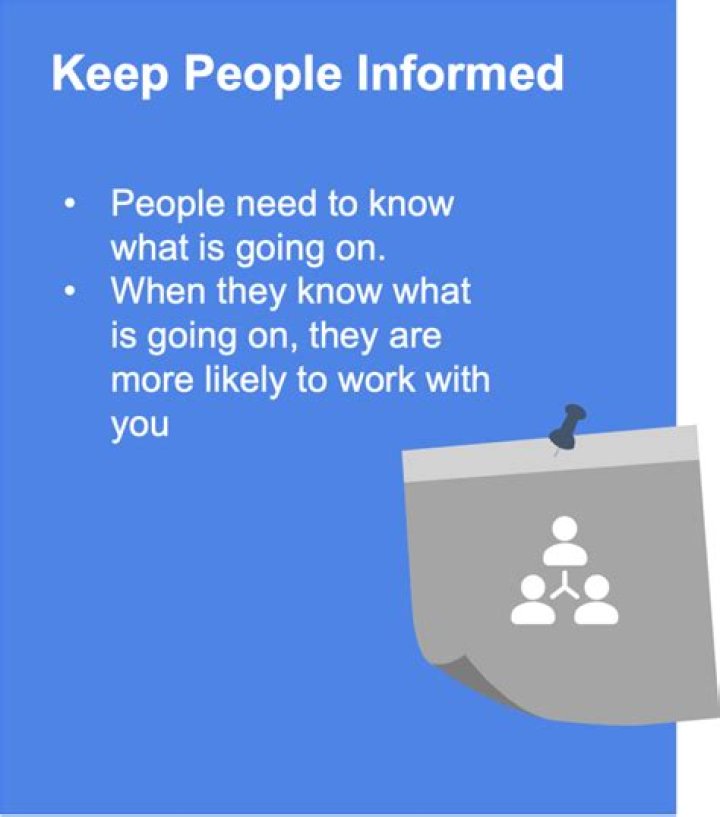 How do you keep people informed about progress?