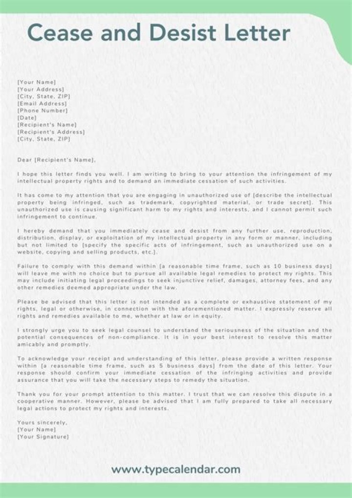 How do you write a cease and desist letter?