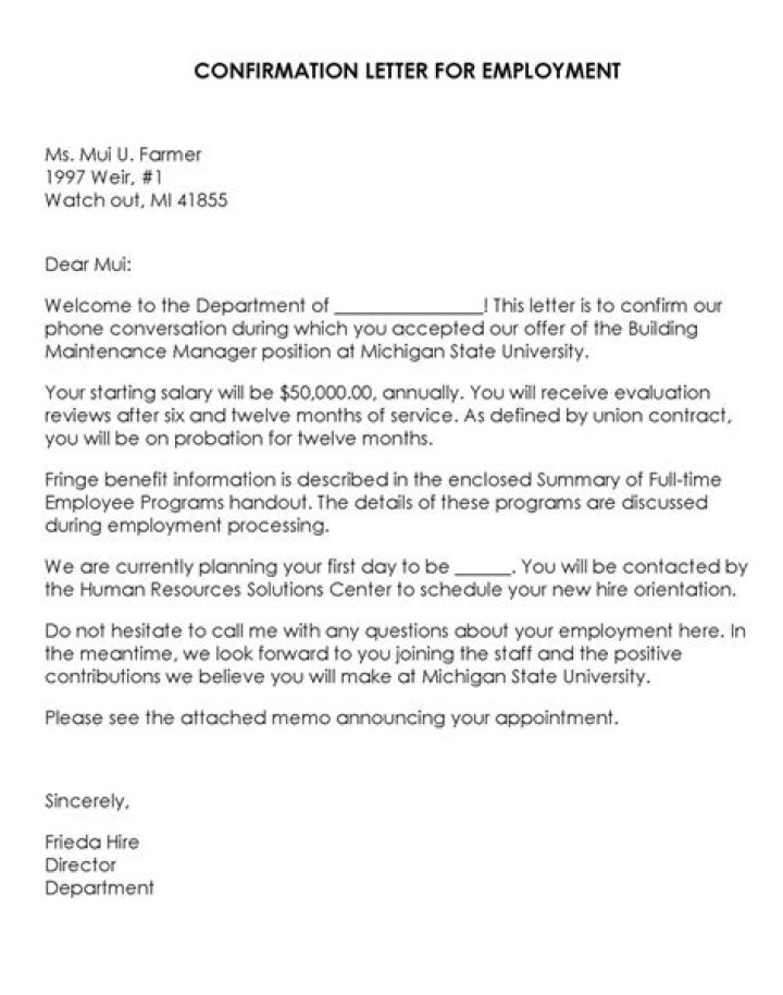 How do you write a Confirmation letter?