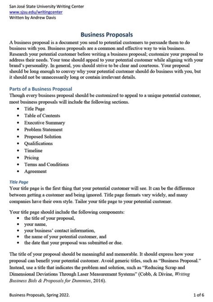 How do you write a formal business proposal?