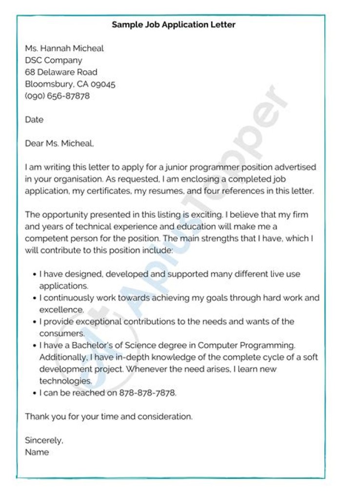 How do you write a good application letter and give an example?