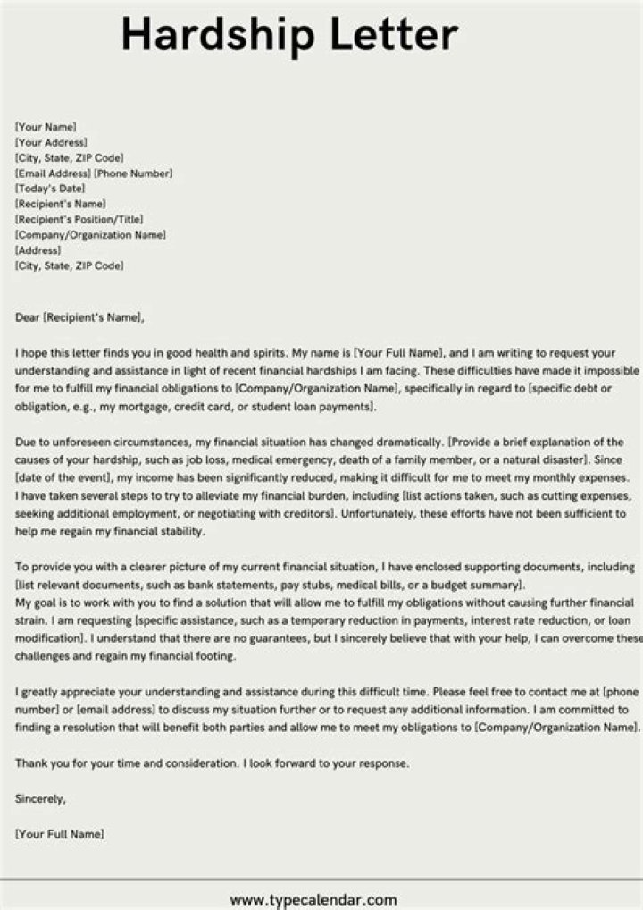 How do you write a hardship letter for a loan?