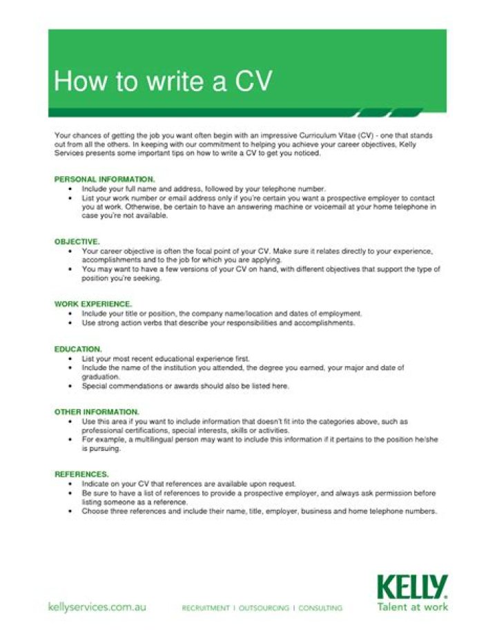 How do you write a simple curriculum vitae?