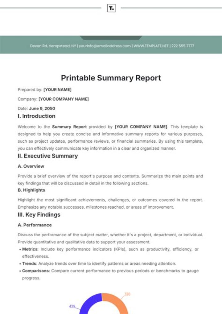 How do you write a summary analysis report?