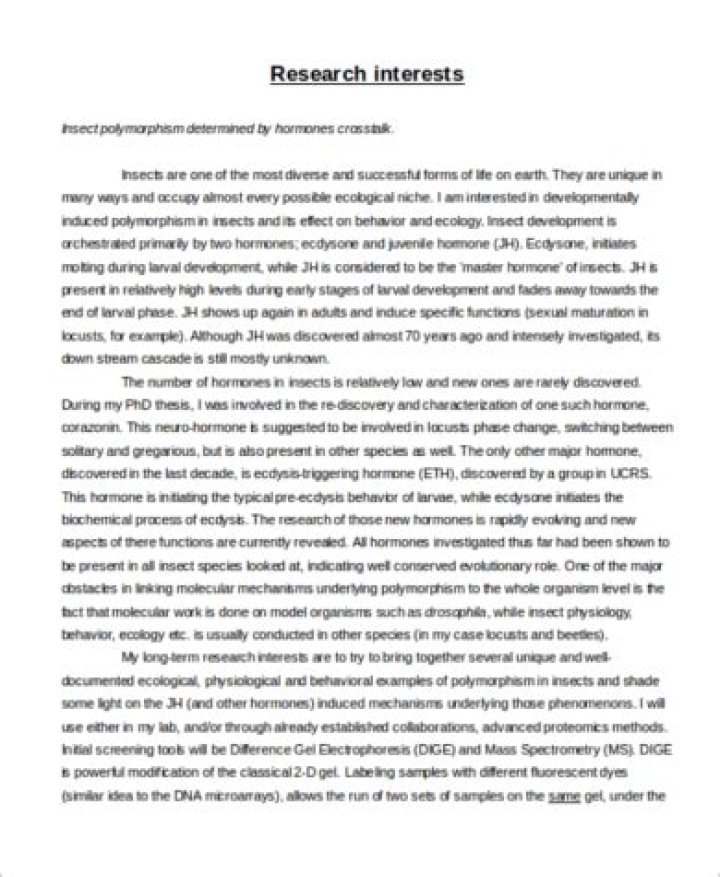 How do you write area of interest in research?