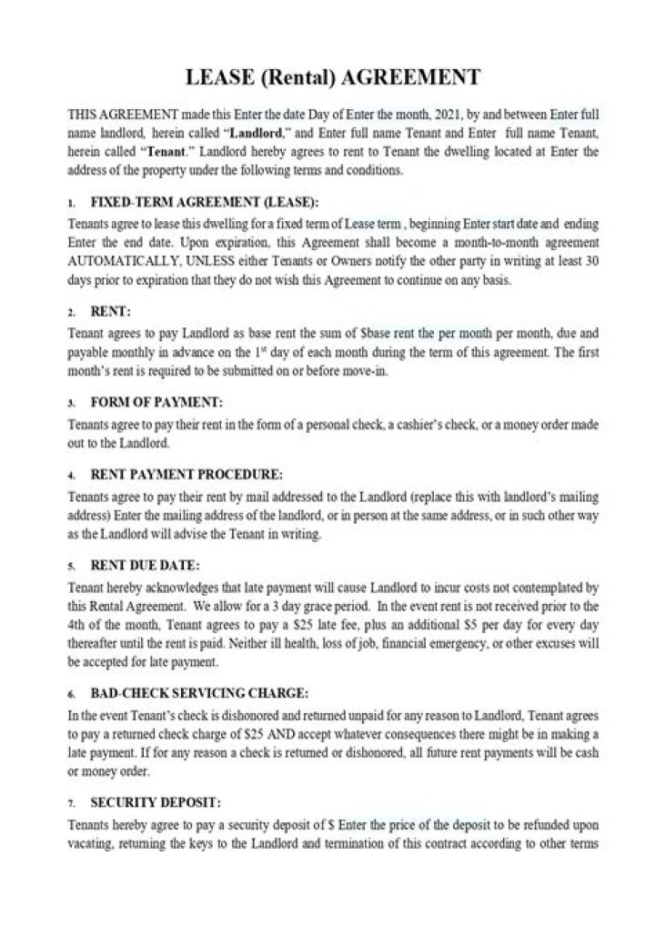 How is a lease agreement determined?