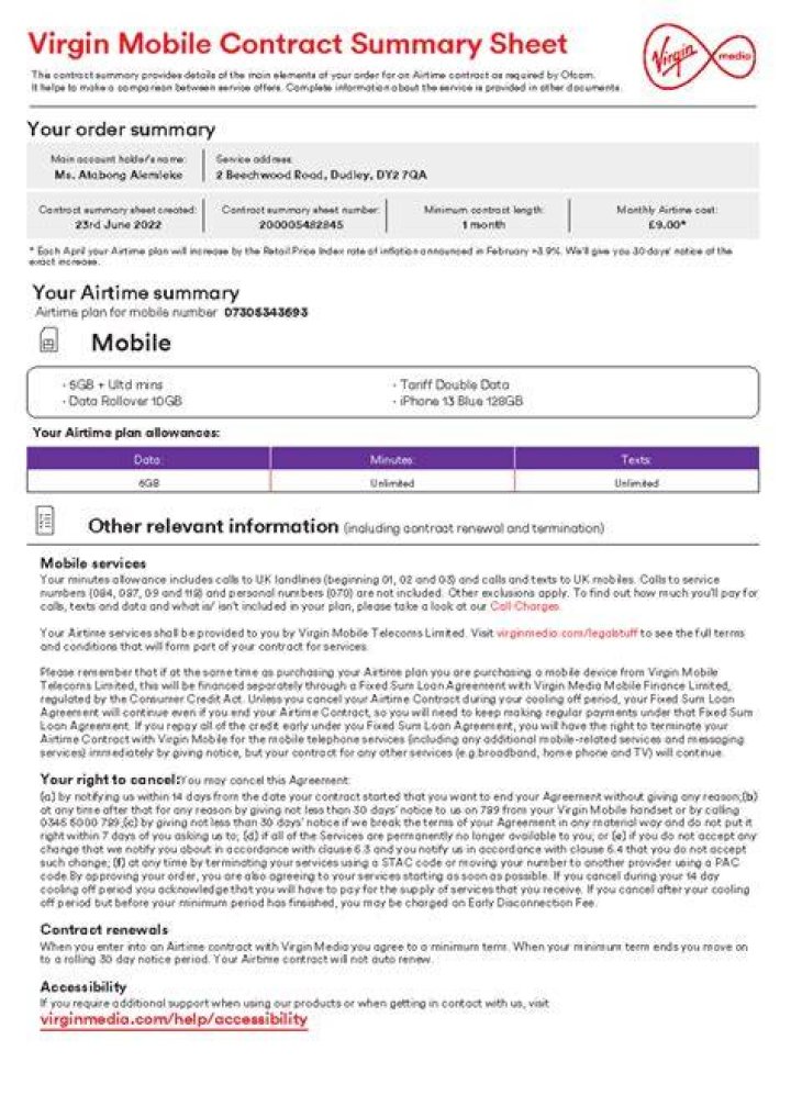 How long is left on my Virgin Mobile contract?