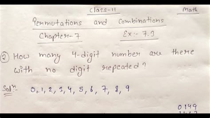 How many 4 digit combinations are there with 9 numbers?