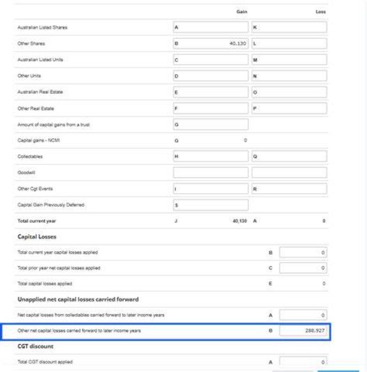 How to claim net capital losses of prior years?