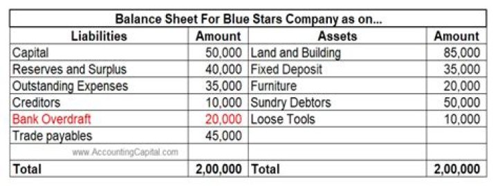 Is bank overdraft shown in income statement?