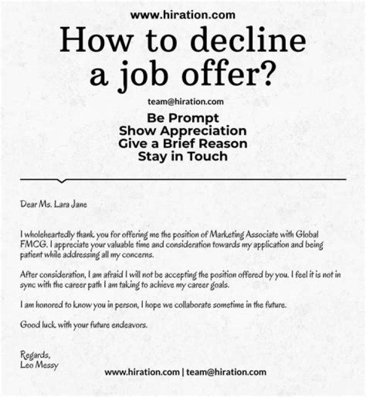 Is it unprofessional to decline a job offer?