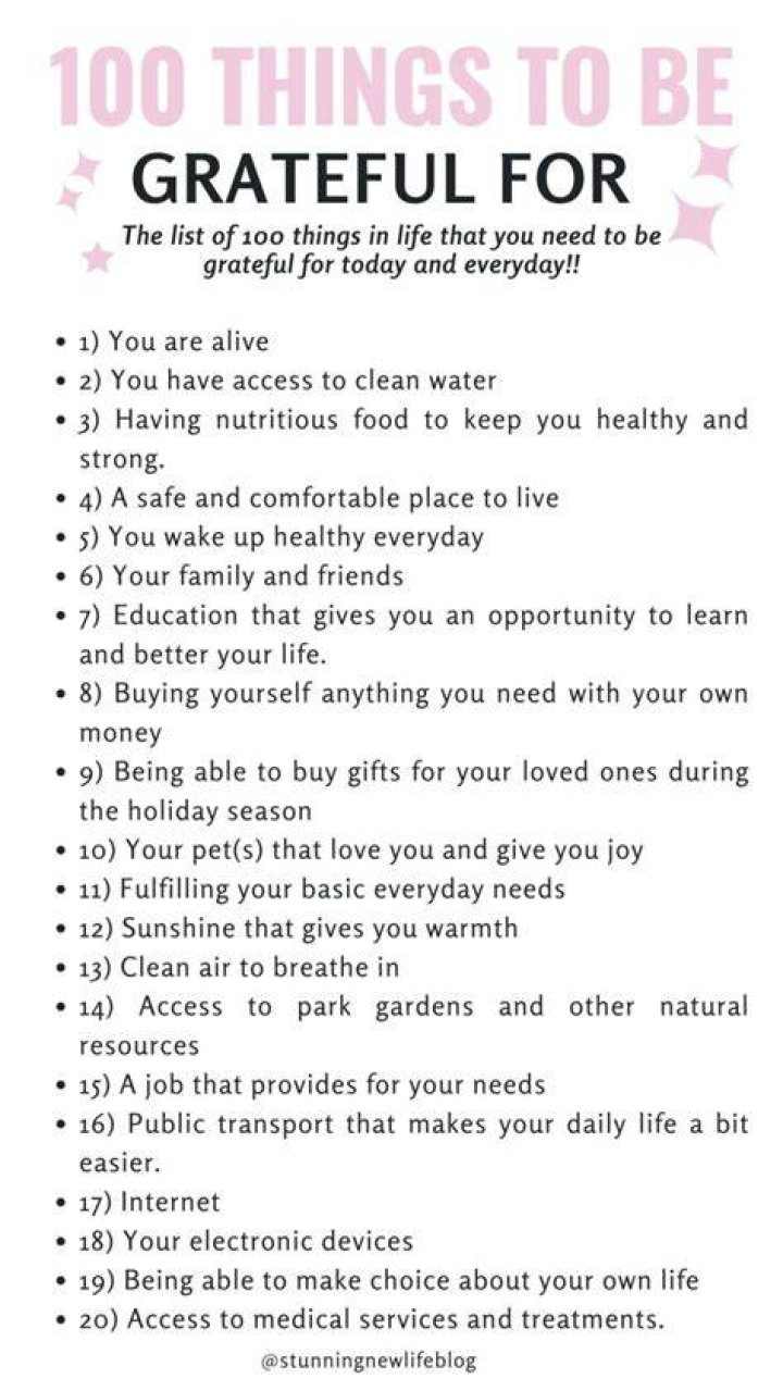 What are 10 things your grateful for?