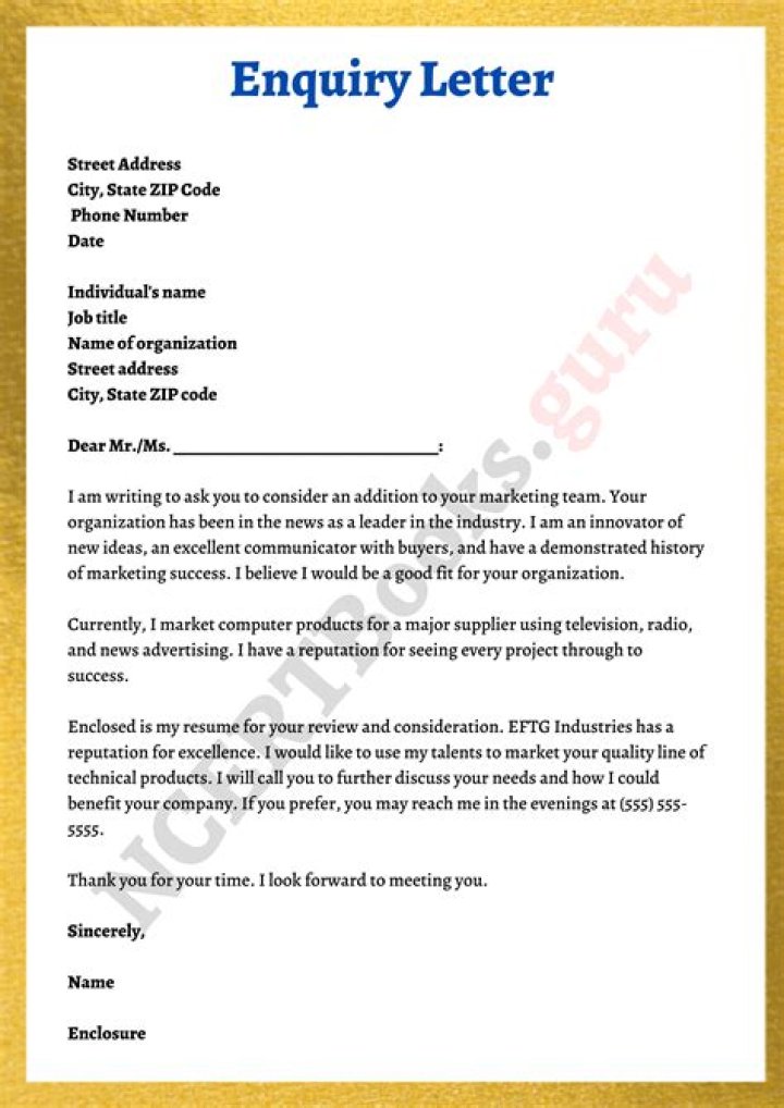 What are Enquiry letters?