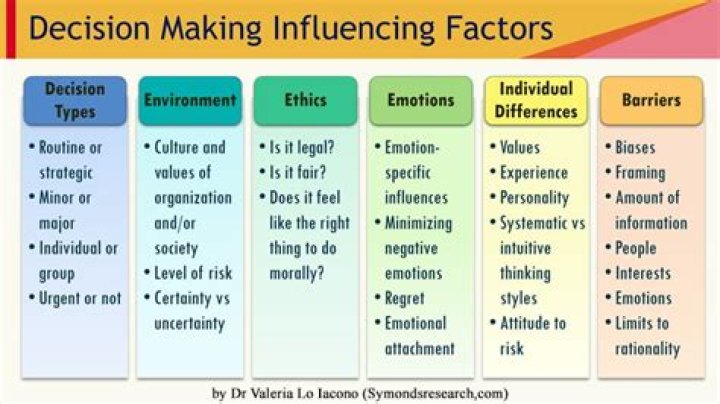 What are the 5 influences on decision making?