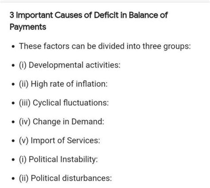 What are the causes of balance of payment deficit?