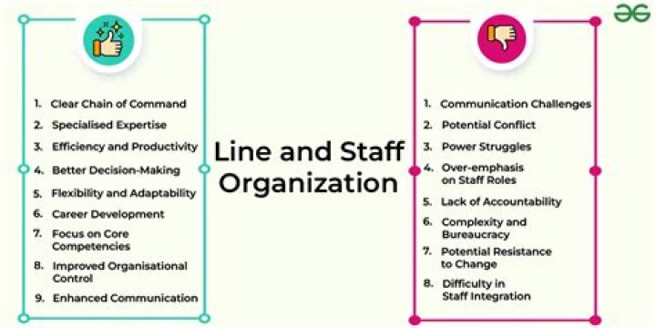 What are the functions of line and staff organization?