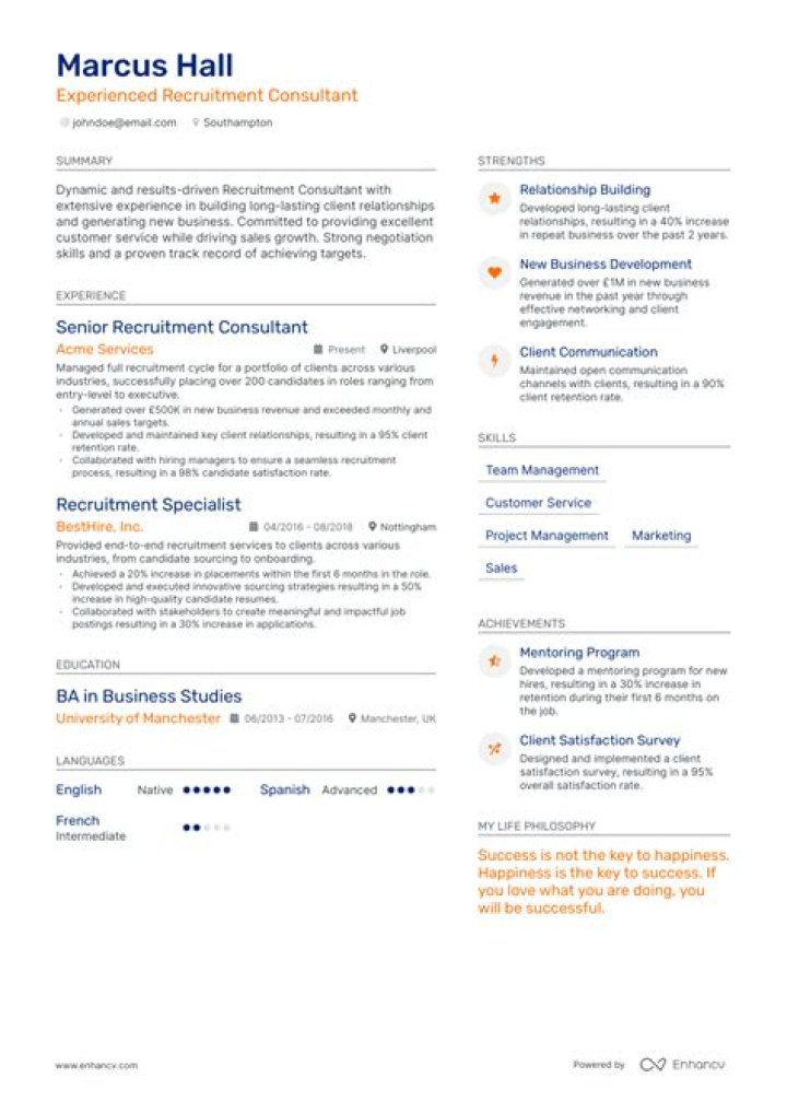What are the main duties of a Recruitment Consultant?