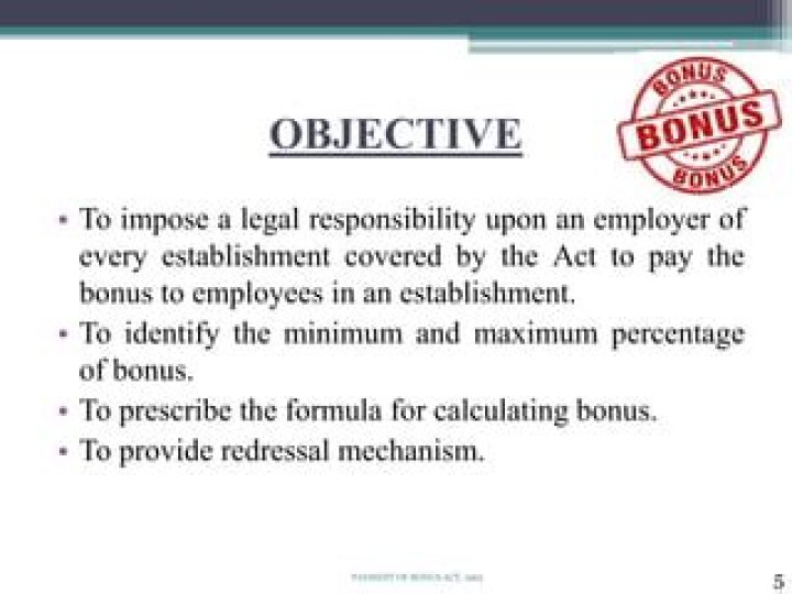 What are the objectives of Payment of Bonus Act?