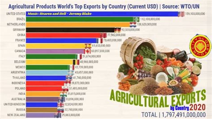 What are the top five exported agricultural commodities?