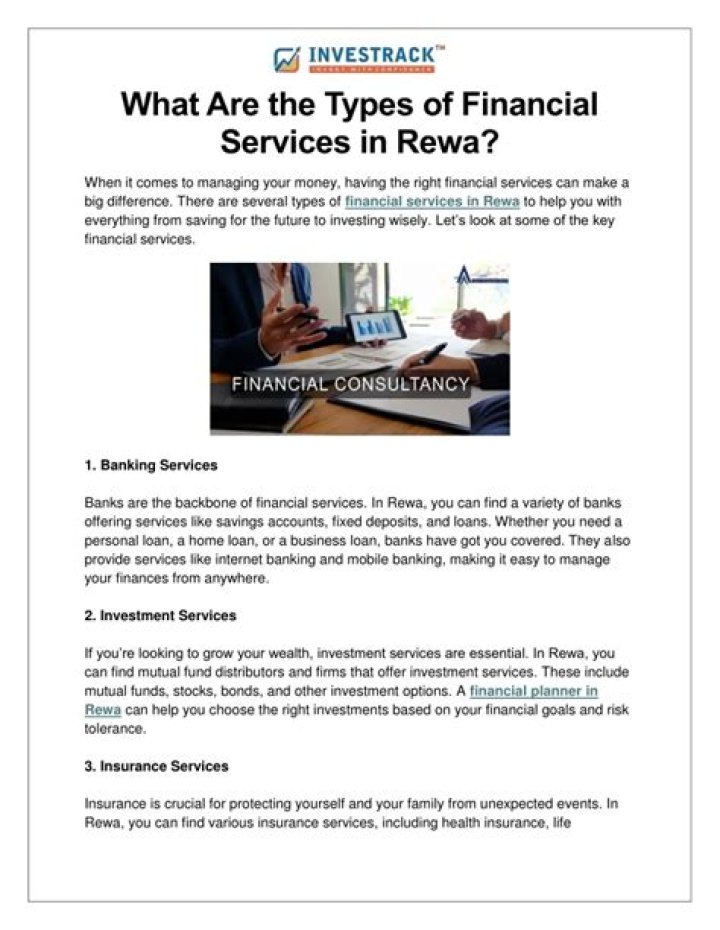 What are the types of financial services?