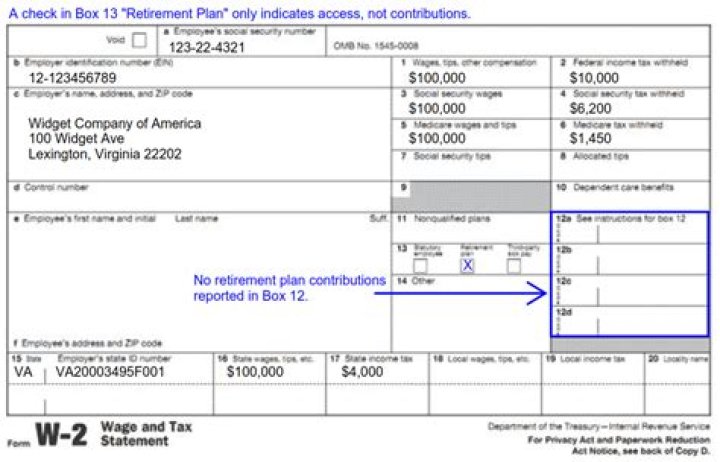 What box on W-2 shows retirement contributions?