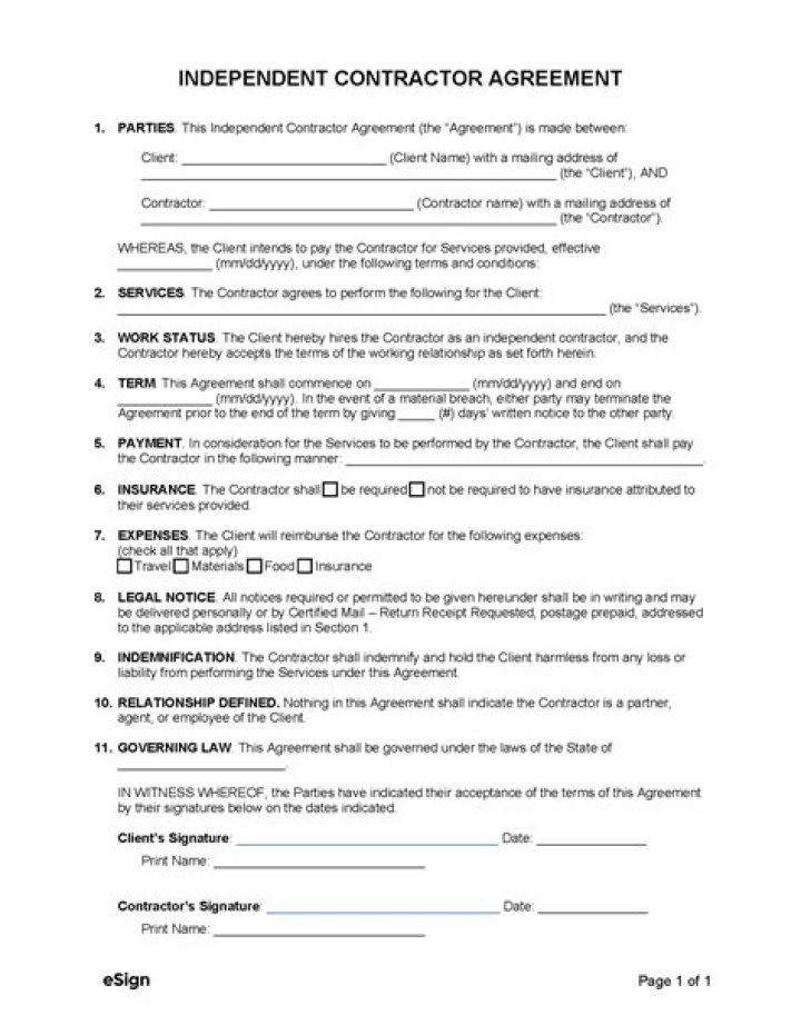 What criteria must be met to consider someone an independent contractor?